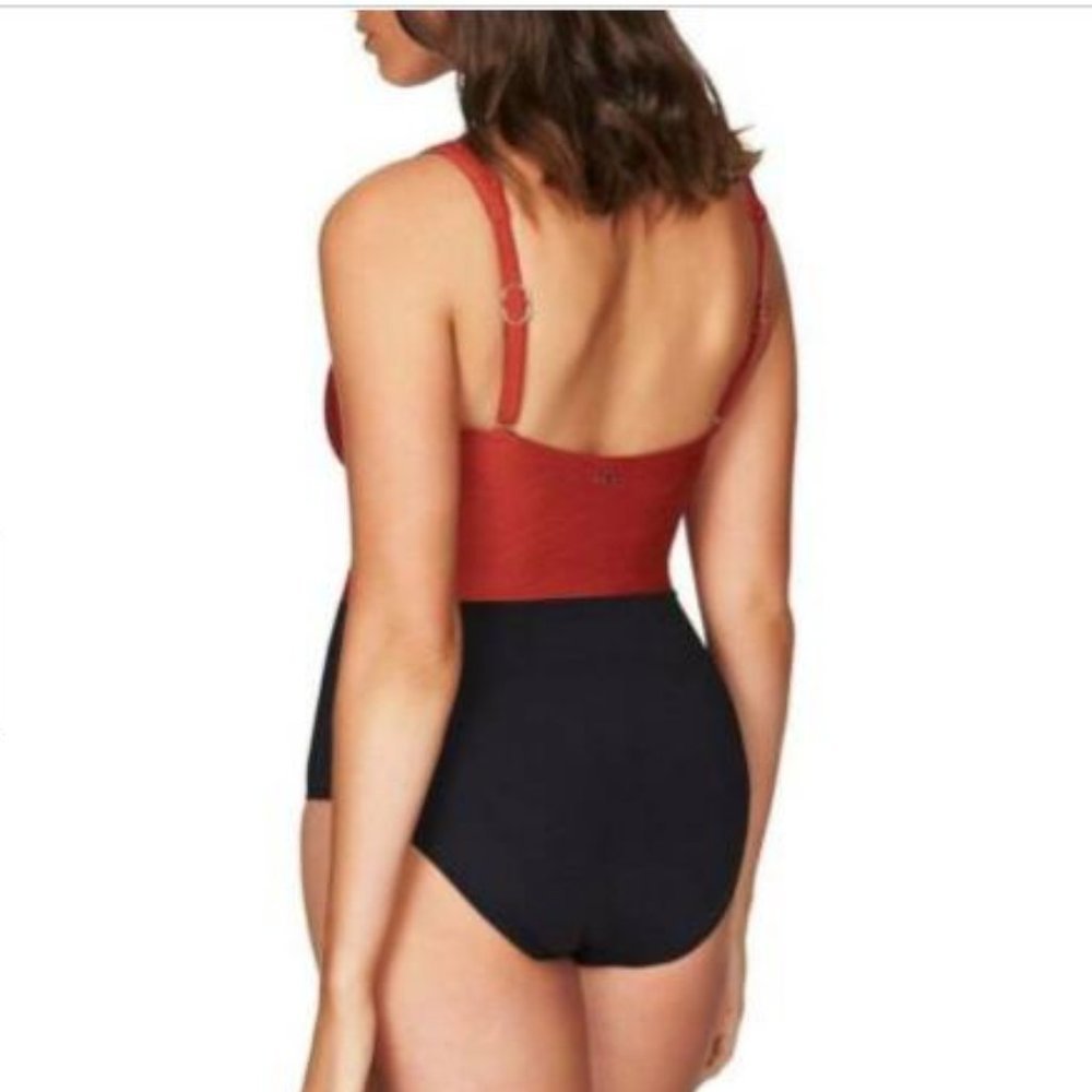 SEA LEVEL Swimsuit Colorblock Two-Tone High Neck - Picture 4 of 5